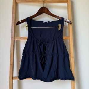 Aritzia Sunday Best Navy Tie-Front Tank Top